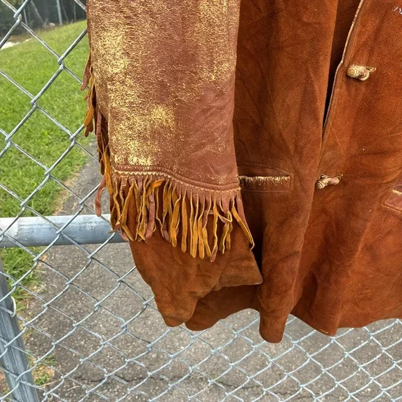 Vintage 1940s Leather Suede Western Rockabilly Fringe Jacket Size Large - Picture 7 of 13
